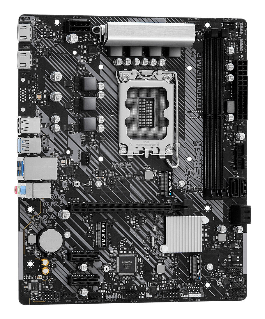 MB Asrock 1700 Intel B760M-H2/M.2- 2xDDR5- 4SATA3- 1xHyper M.2 Gen4- 2xHDMI- mATX