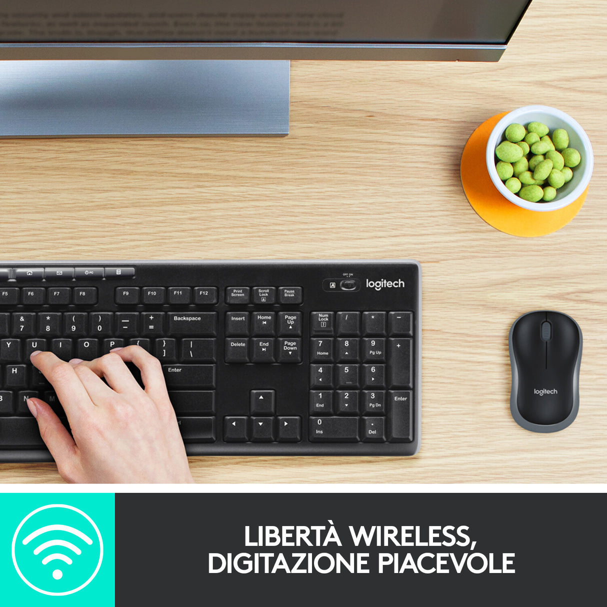 Tastiera + Mouse LOGITECH RETAIL - MK270- Wireless- Nera