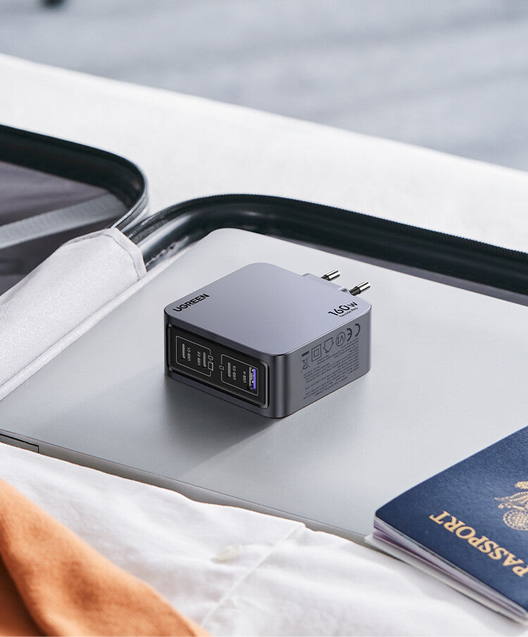 UGREEN Caricatore USB 160W GaN Nexode Pro- 3x Type-C- 1xUSB3 Black