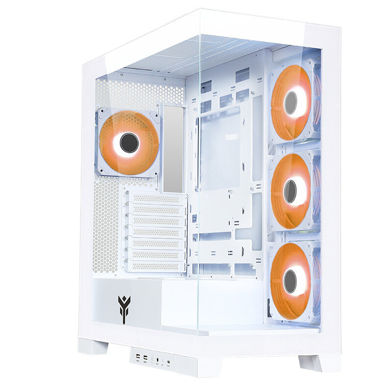 Case SHOWBUI 45W - Gaming Tower- ATX- 4x12cm ARGB fan- 2xUSB3- Type-C- Side & Front Panel Temp Glass- White Edition