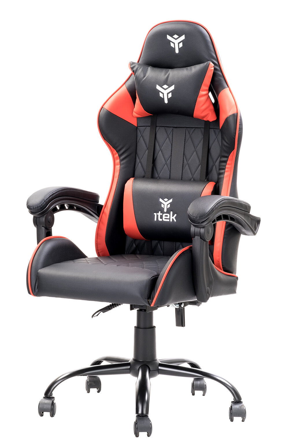 itek Gaming Chair RHOMBUS PF10 - PVC- Doppio Cuscino- Schienale Reclinabile- Nero Rosso
