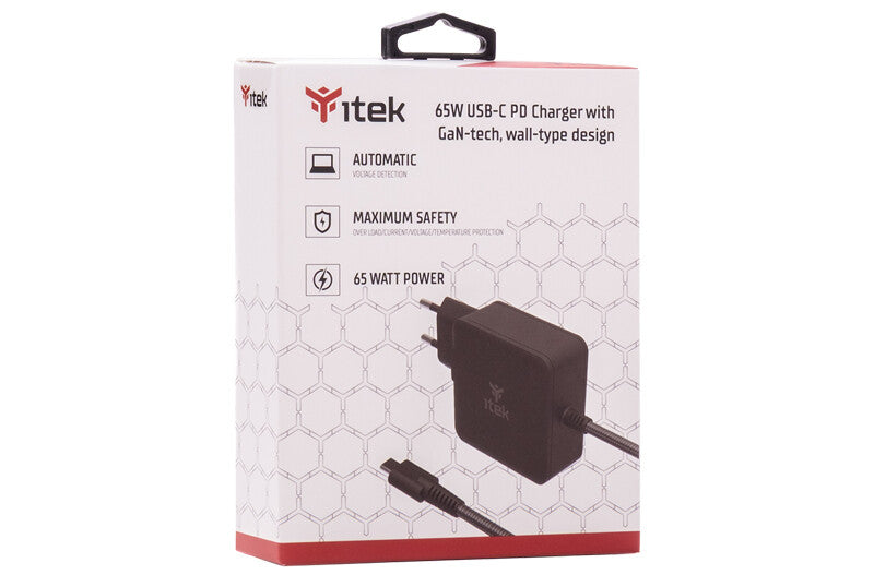 Alimentatore a muro per Notebook e Dispositivi USB-C- PD - 65W- Tecnologia GaN