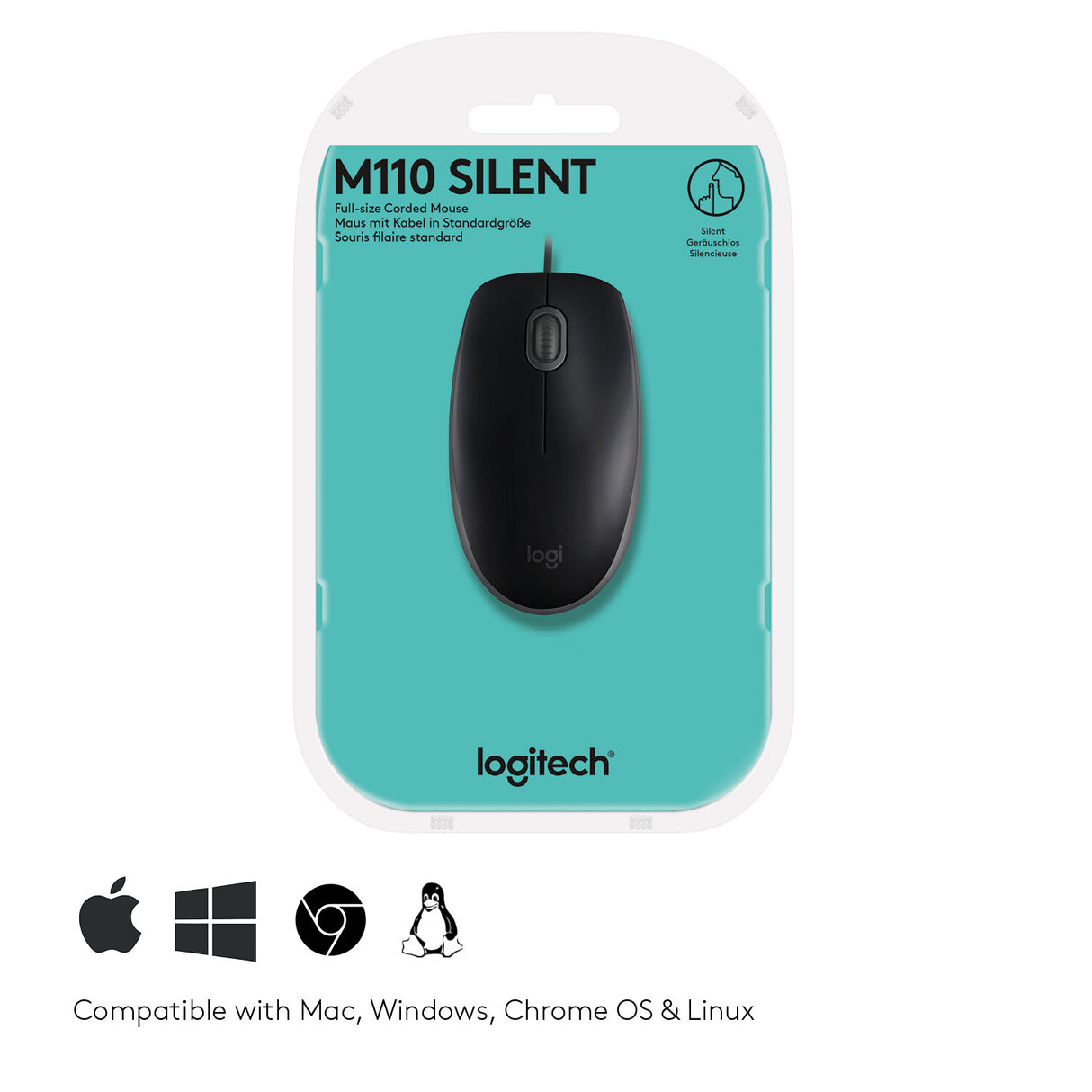 Mouse LOGITECH OEM - B110- USB- Ottico- 1000DPI- Silent- Nero
