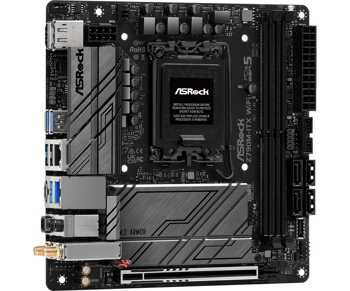 MB Asrock 1700 Intel Z790M ITX WIFI 2xDDR5- 4xSATA3 Hyper M.2- HDMI DP eDP- mini ITX
