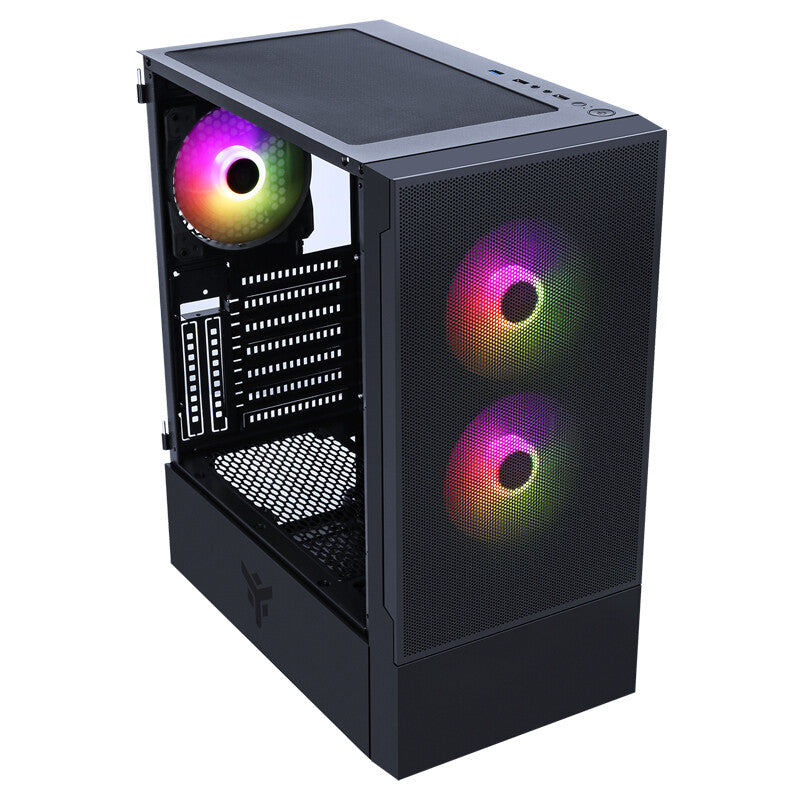 SIISBE 3.0 Case - Gaming Middle Tower- 3x12cm ARGB fan- USB3- Side Panel Temp Glass with hinge