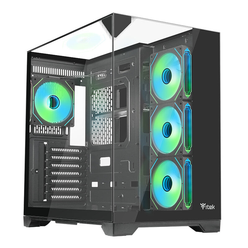 Case DARK CAVE PANO - Gaming Tower- ATX- 4x12cm ARGB fan- 2xUSB3- Type-C- Temp Glass Top- Side & Front Panel