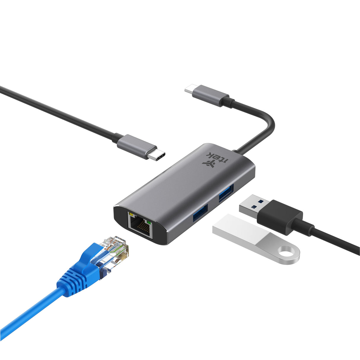 ITEK HUB USB-C 4 in 1- USB-C + RJ45 + 2USB3