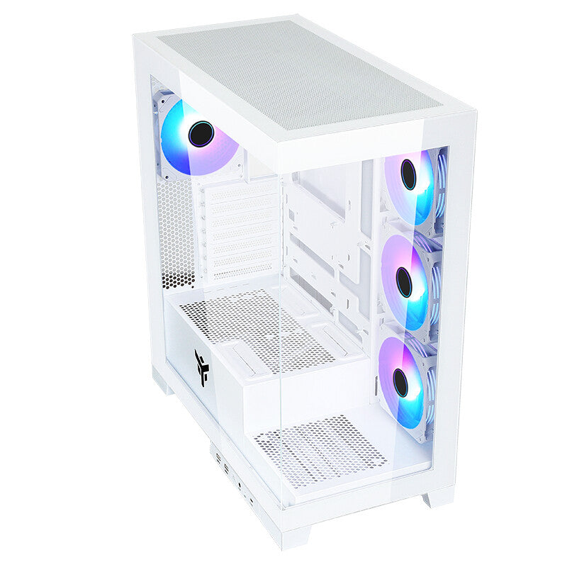 Case SHOWBUI 45W - Gaming Tower- ATX- 4x12cm ARGB fan- 2xUSB3- Type-C- Side & Front Panel Temp Glass- White Edition