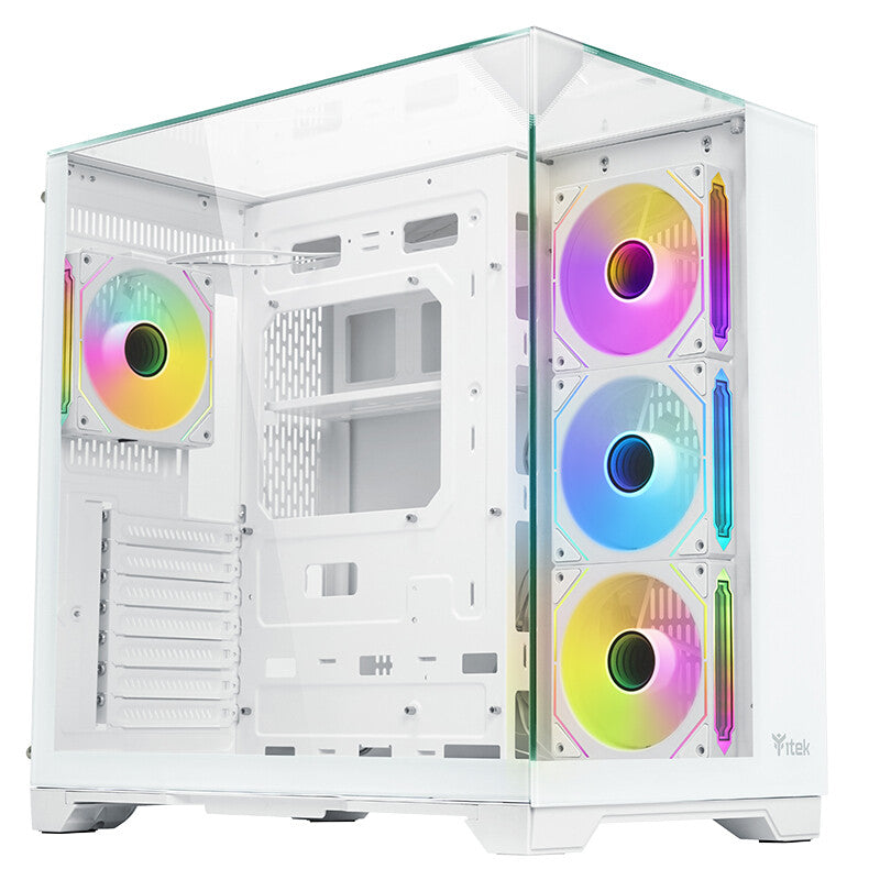 Case DARK CAVE PANO - Gaming Tower- ATX- 4x12cm ARGB fan- 2xUSB3- Type-C- Temp Glass Top- Side & Front Panel- White Edition
