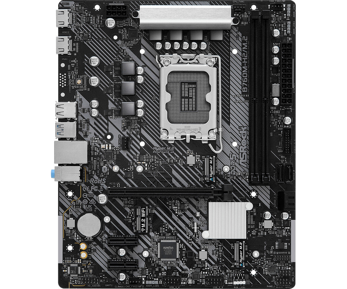 MB Asrock 1700 Intel B760M-H2/M.2- 2xDDR5- 4SATA3- 1xHyper M.2 Gen4- 2xHDMI- mATX