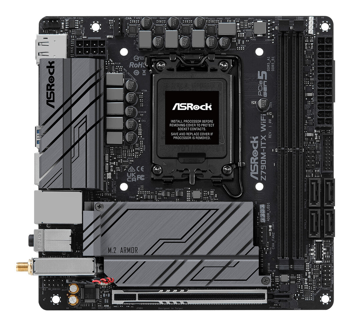 MB Asrock 1700 Intel Z790M ITX WIFI 2xDDR5- 4xSATA3 Hyper M.2- HDMI DP eDP- mini ITX