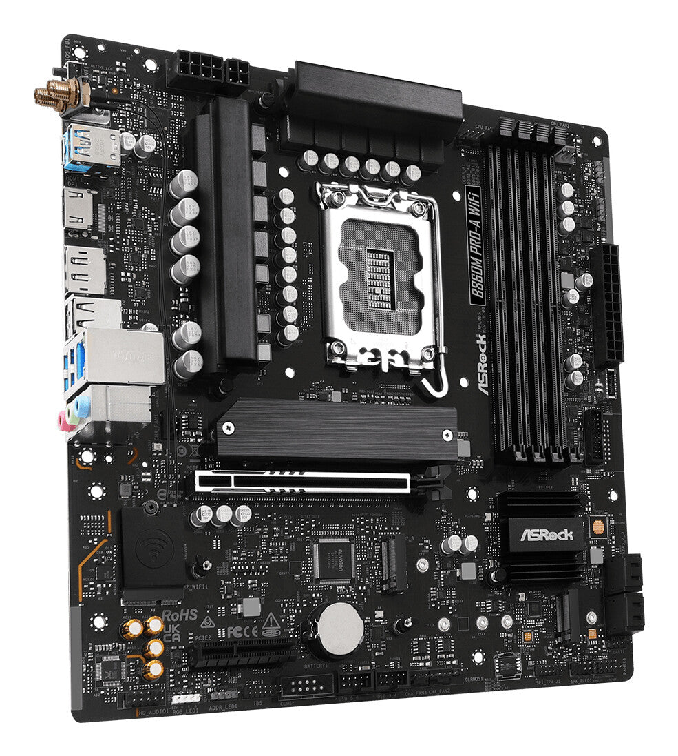 MB Asrock 1851 Intel B860M PRO-A WIFI- 4*DDR5 4*SATA3- 3*M.2- HDMI- DP- WiFi 6E + BT- mATX