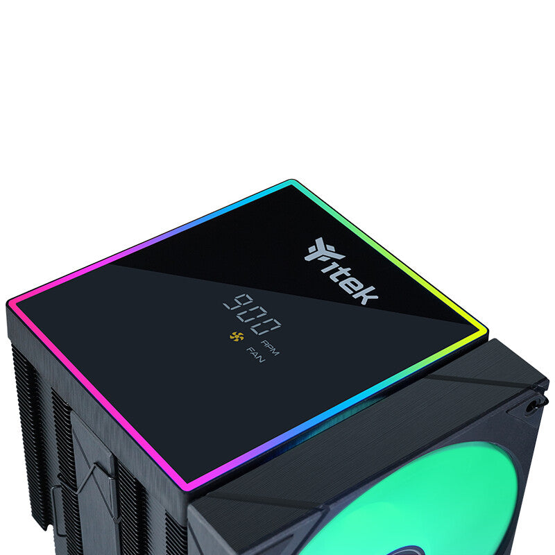 Dissipatore ad aria ICY-6HATP - Skt universale- 250W TDP- 6 Heatpipe- 2x12cm ARGB Fan- Digital Display