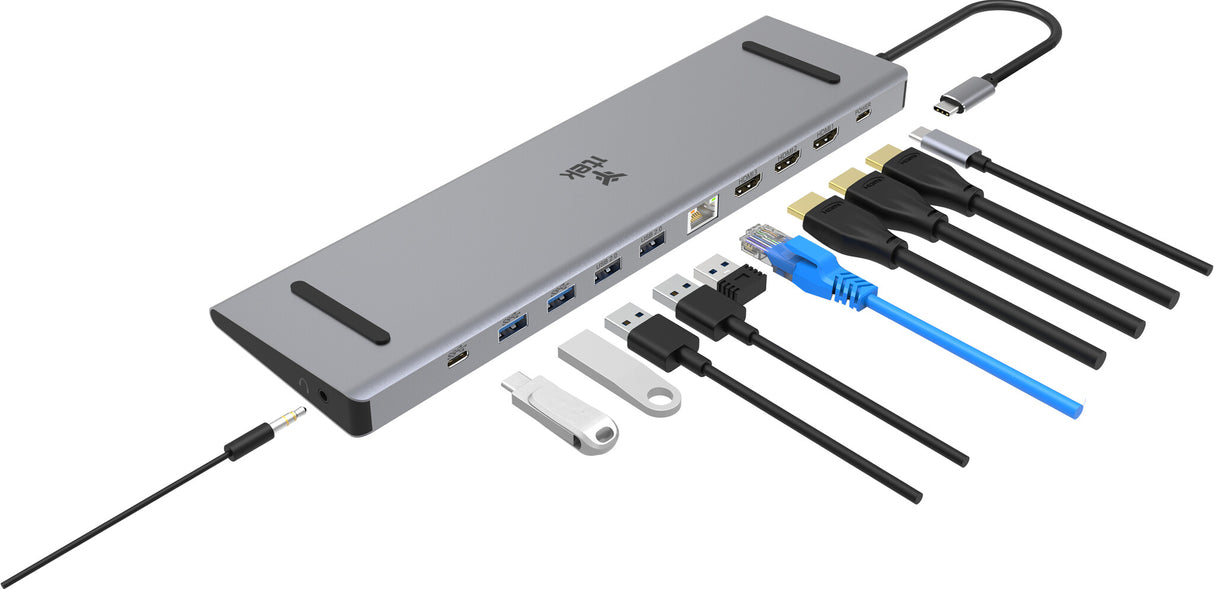 ITEK Docking Station USB-C 11 in 1- 3HDMI + 2USB3 + 2USB2 + 2USB-C + RJ45 + 3.5MM