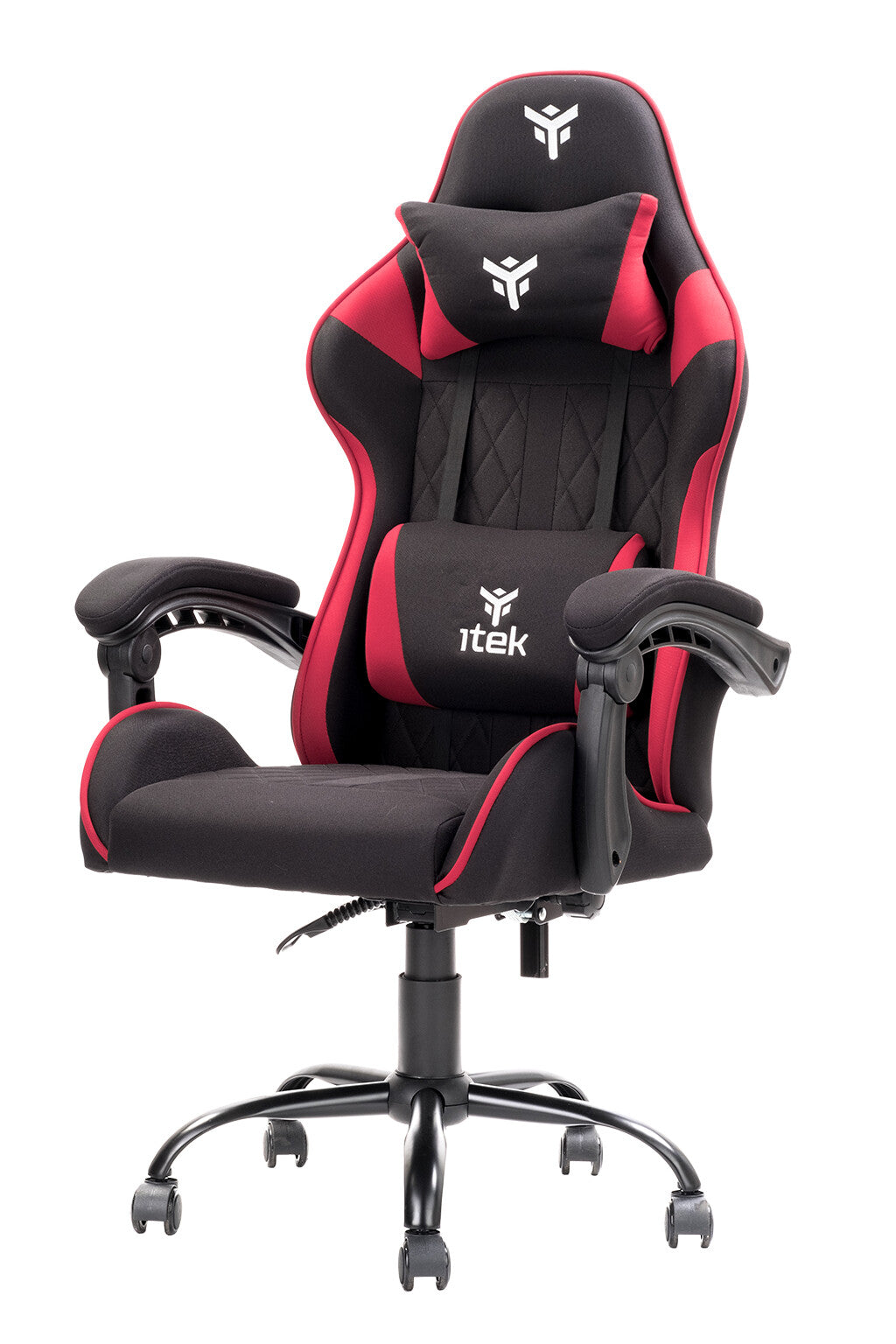 itek Gaming Chair RHOMBUS FF10 - Tessuto- Doppio Cuscino- Schienale Reclinabile- Nero Rosso