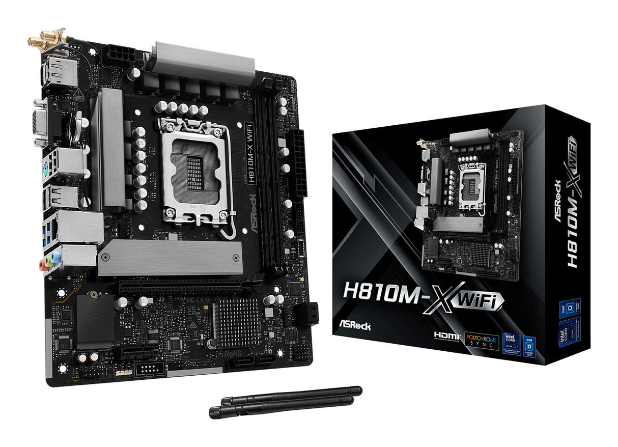 MB Asrock 1851 Intel H810M-X WIFI- 2*DDR5 4*SATA3- 2*M.2- HDMI- DP- mATX