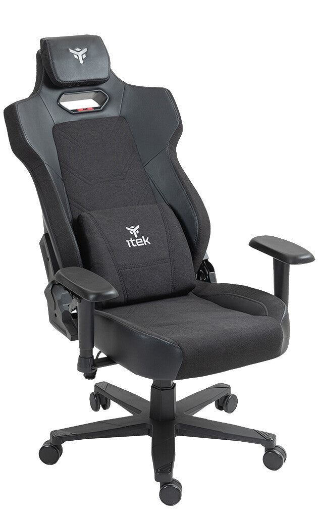 itek Gaming Chair SHUTTLE PM66 - PVC e Tessuto- Braccioli 3D- Nero Nero