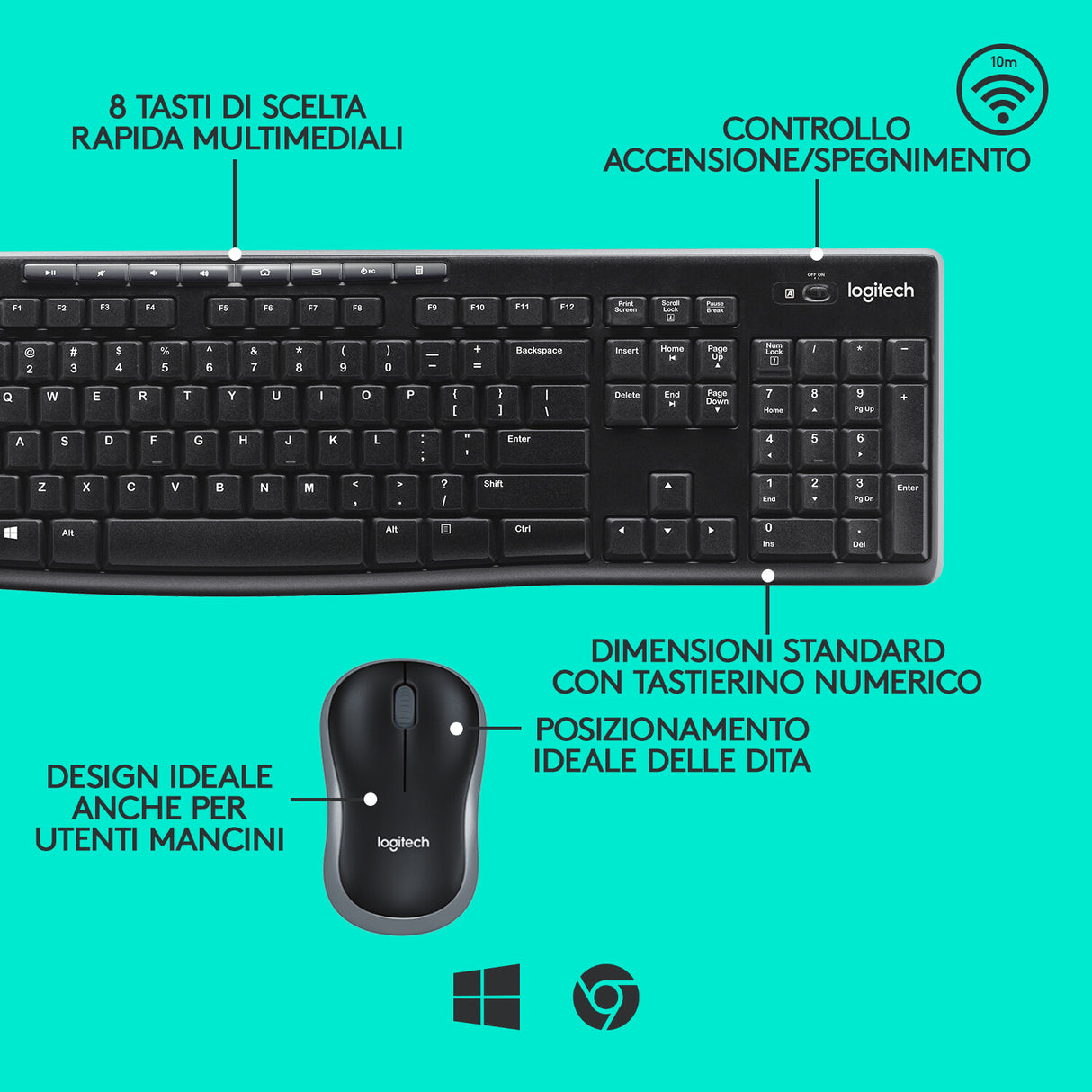 LOGITECH RETAIL Keyboard + Mouse - MK270 - Wireless - Black
