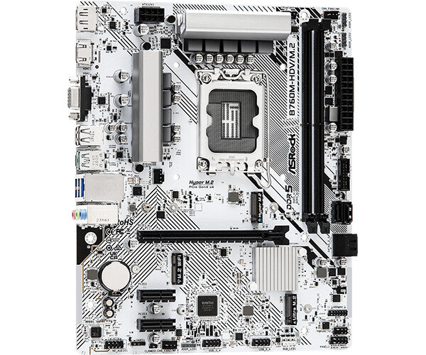 MB Asrock 1700 Intel B760M HDV/M.2- 2xDDR5- 4SATA3- M.2 Gen4 e Gen3- HDMI- DP- D-sub- mATX