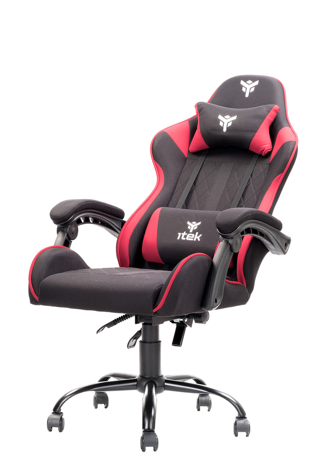 itek Gaming Chair RHOMBUS FF10 - Tessuto- Doppio Cuscino- Schienale Reclinabile- Nero Rosso