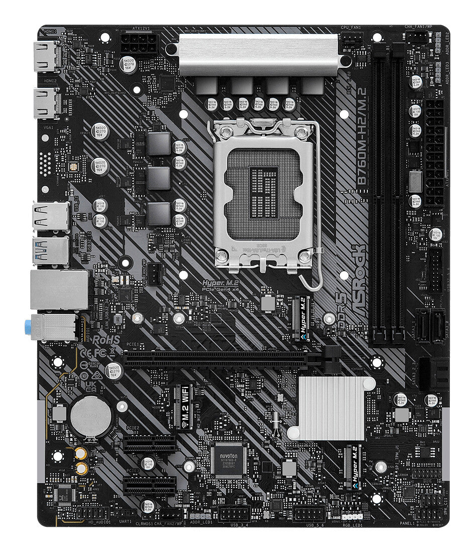 MB Asrock 1700 Intel B760M-H2/M.2- 2xDDR5- 4SATA3- 1xHyper M.2 Gen4- 2xHDMI- mATX