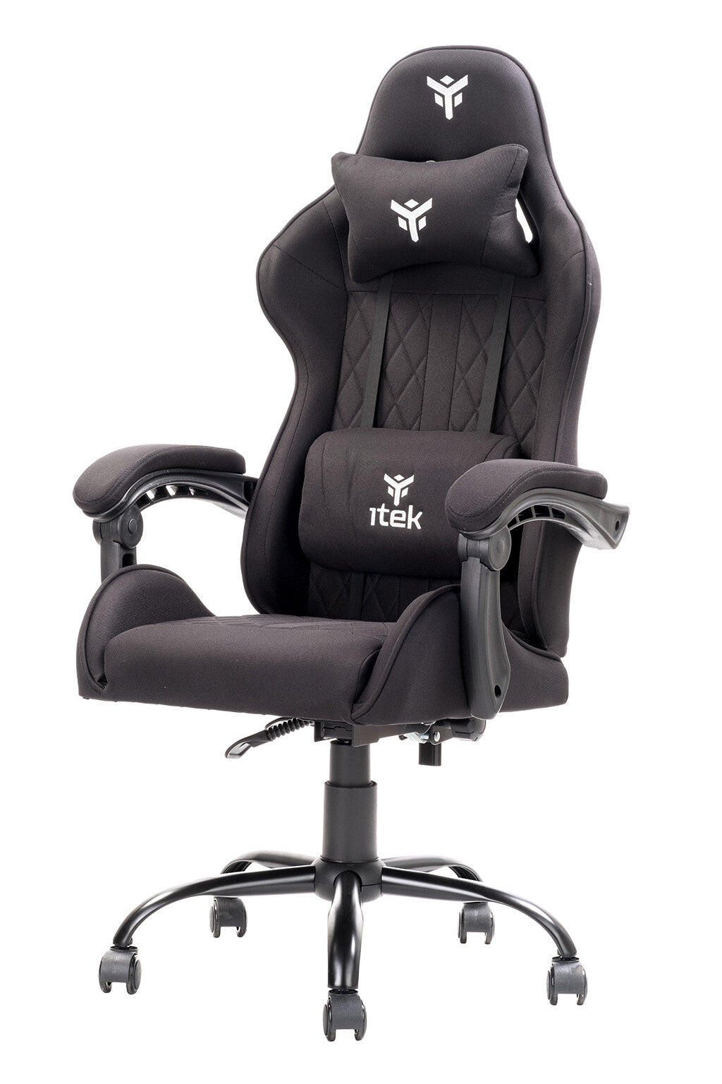 itek Gaming Chair RHOMBUS FF10 - Tessuto- Doppio Cuscino- Schienale Reclinabile- Nero Nero