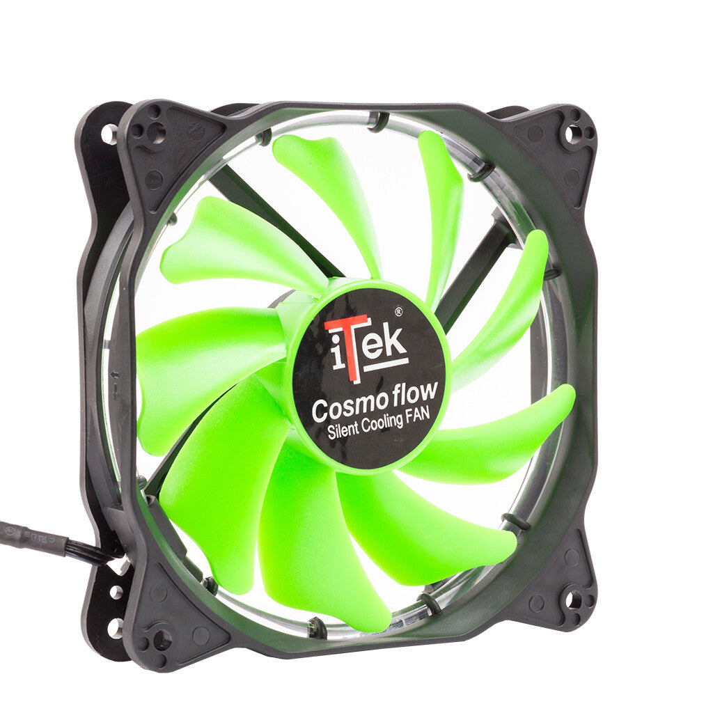 Ventola per case Cosmo Flow - 12cm- LED Verde Circolare- 3+4pin- silenziosa