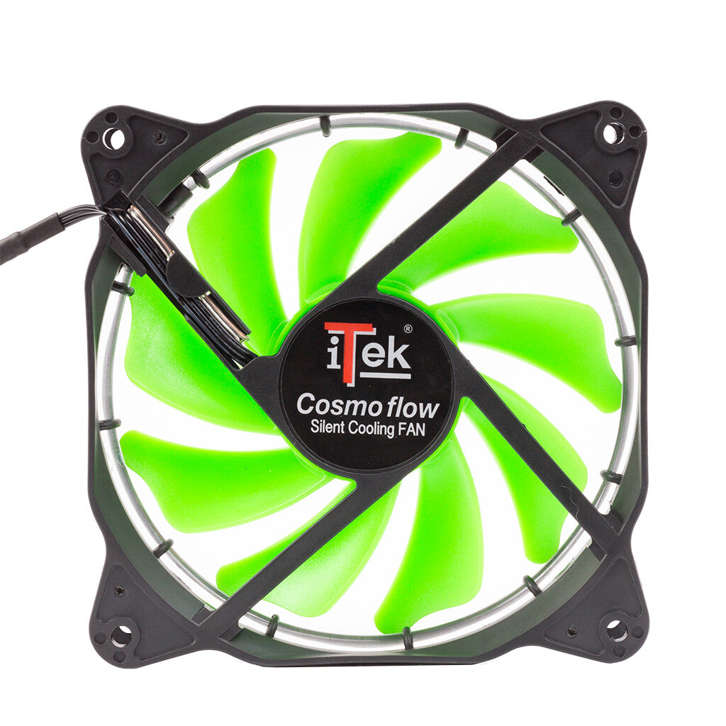 Ventola per case Cosmo Flow - 12cm- LED Verde Circolare- 3+4pin- silenziosa