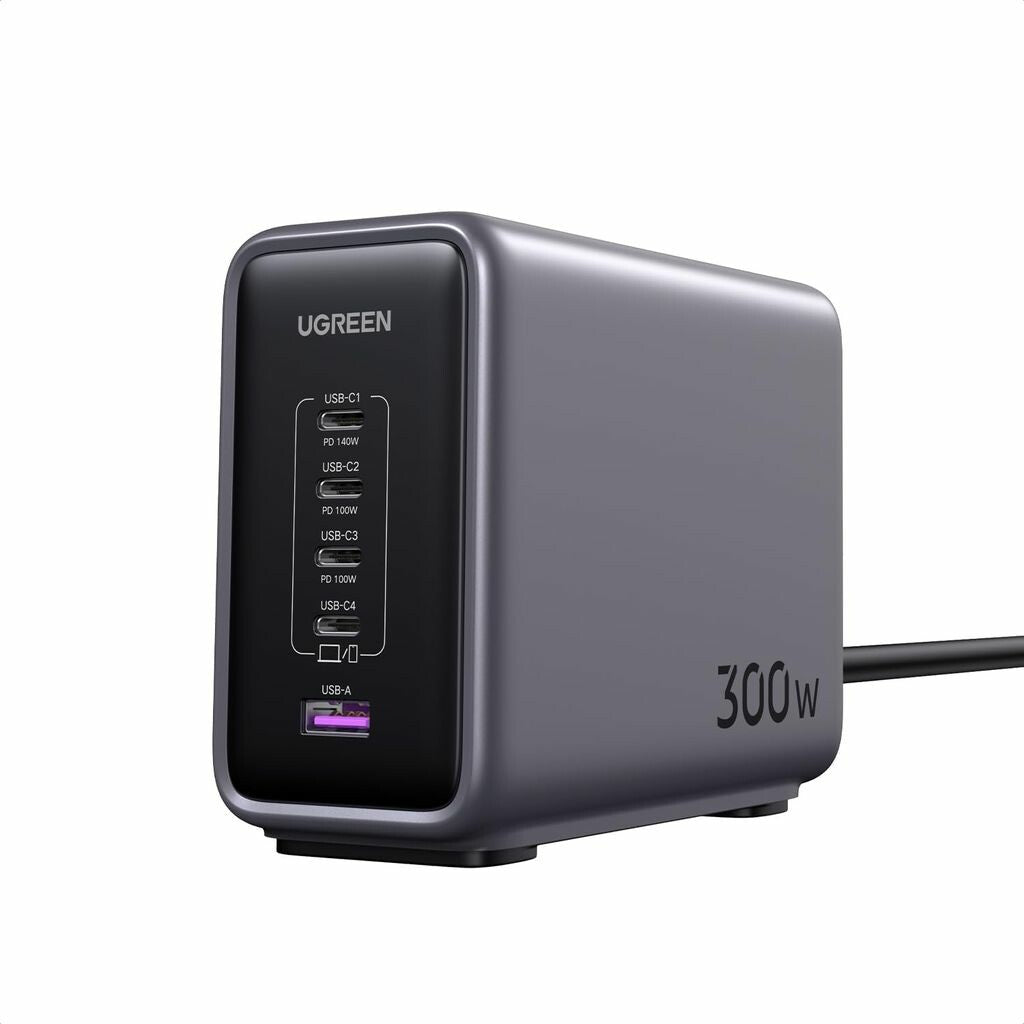 UGREEN USB Charger 300W GaN Nexode Pro- 4x Type-C- 1xUSB3 Black