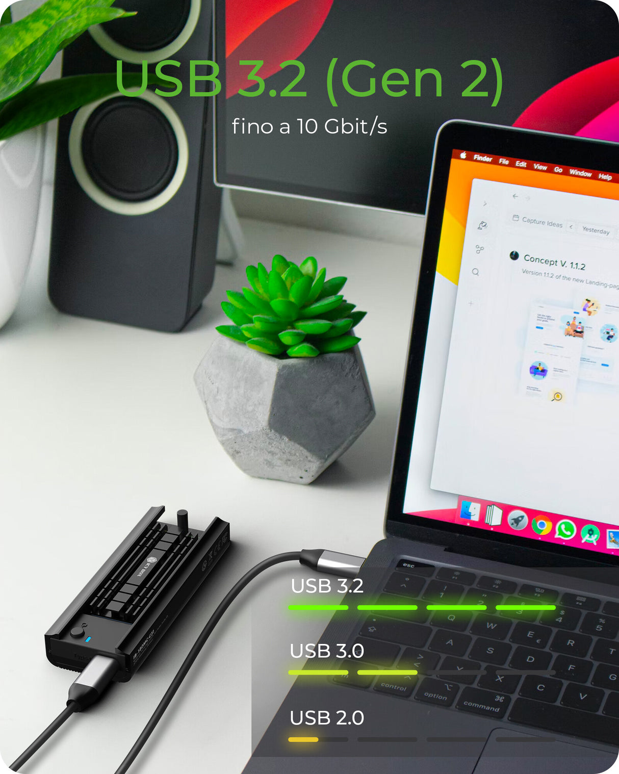 ICY BOX Docking Station per M.2 NVMe & SATA SSD- Type-C Gen2- 10 Gbps