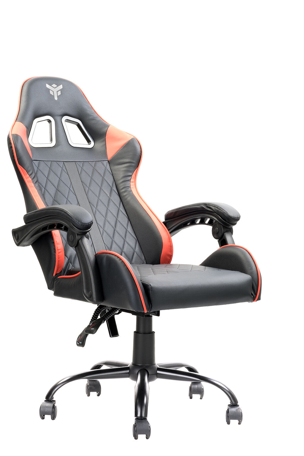 itek Gaming Chair RHOMBUS PF10 - PVC - Double Cushion - Reclining Backrest - Black Red