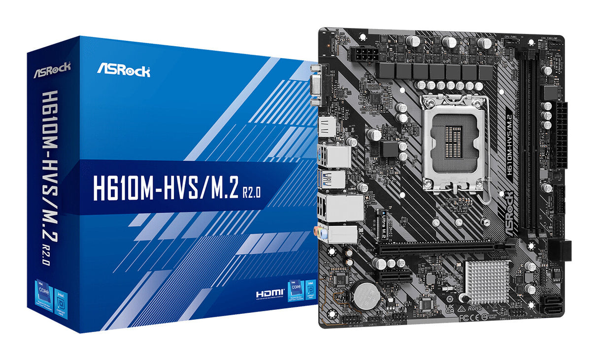 MB Asrock 1700 Intel H610M HVS M.2 R2.0 2xDDR4 4SATA3 HDMI D-Sub MATX