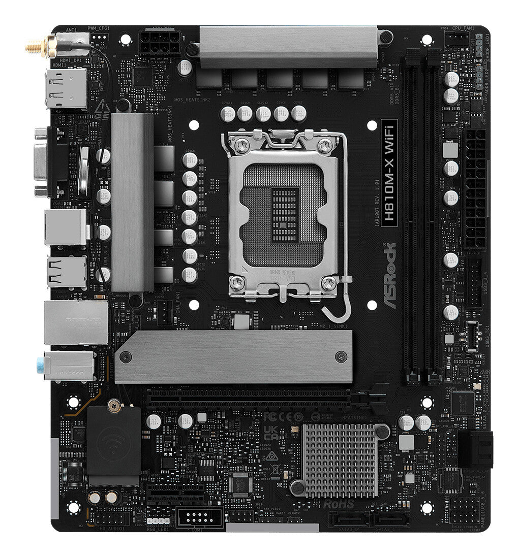 MB Asrock 1851 Intel H810M-X WIFI- 2*DDR5 4*SATA3- 2*M.2- HDMI- DP- mATX