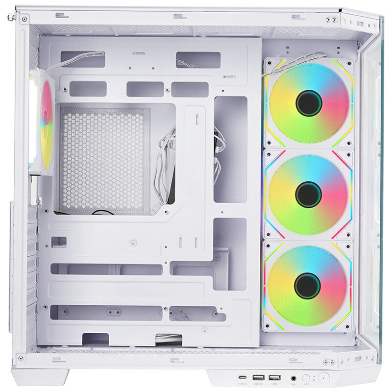 Case DARK CAVE AKU - Gaming Tower- ATX- 4x12cm ARGB fan- USB3- Type-C- Temp Glass Side & Front Panel- White Edition