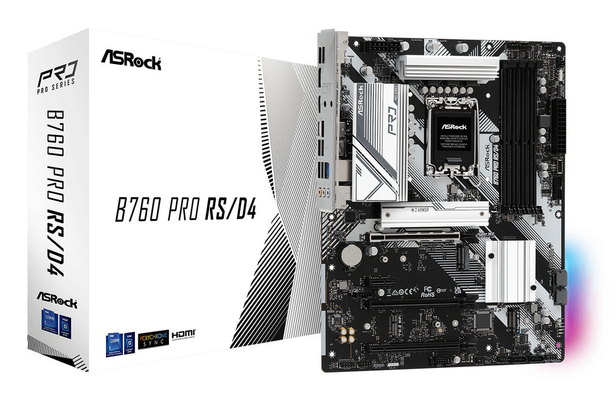 MB Asrock 1700 Intel B760 PRO RS/D4 4xDDR4- 4SATA3- 2xHyper M.2 1xM.2- HDMI DP ATX
