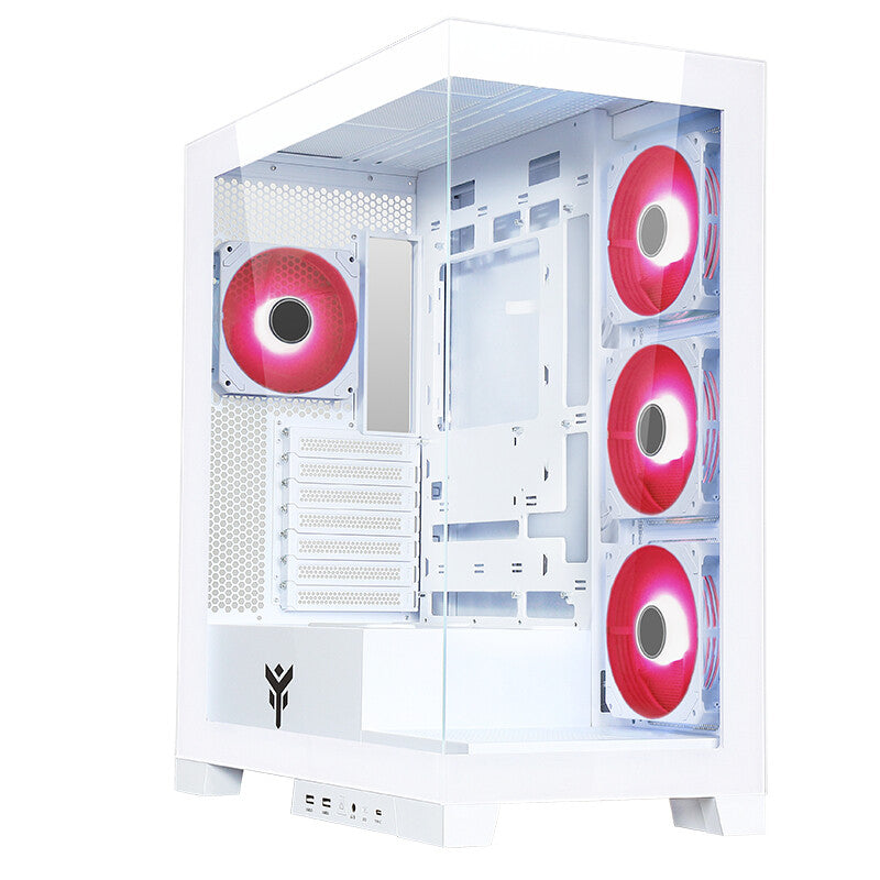 Case SHOWBUI 45W - Gaming Tower- ATX- 4x12cm ARGB fan- 2xUSB3- Type-C- Side & Front Panel Temp Glass- White Edition