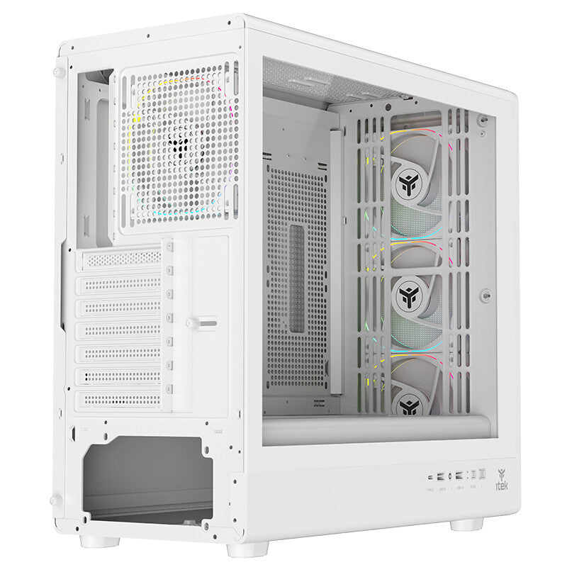 Case MESHCORE 36W - Gaming Tower- ATX- 4x12cm ARGB fan- 2xUSB3- Type-C- Temp Glass Side Panel- White Ed.