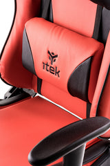 itek Gaming Chair PLAYCOM PM20 - PVC - Double Cushion - Reclining Backrest - Red Black