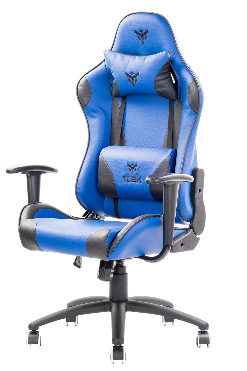 itek Gaming Chair PLAYCOM PM20 - PVC - Double Cushion - Reclining Backrest - Blue Black