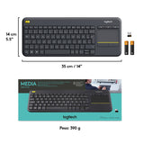 LOGITECH RETAIL Keyboard - K400 Plus - Wireless - Touchpad - Multimedia - Black