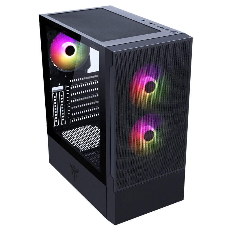 Case SIISBE 3.0 - Gaming Middle Tower- 3x12cm ARGB fan- USB3- Side Panel Temp Glass with hinge