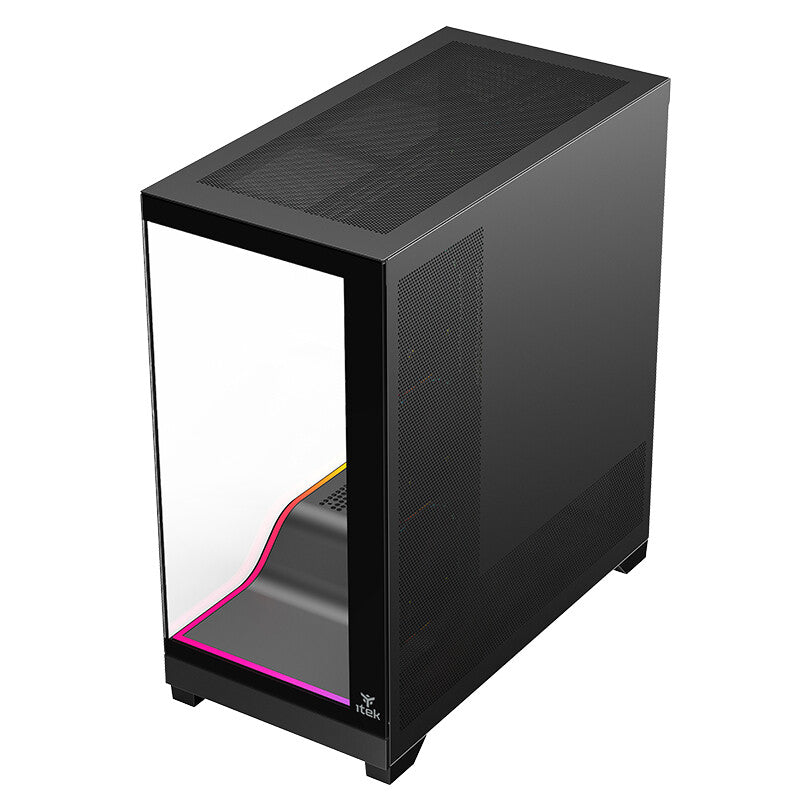 Case SHOWBUI WAVE 82B - Gaming Tower- ATX- 4x12cm ARGB fan- 2xUSB3- Type-C- Darker Temp Glass Side & Front Panel