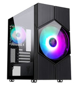 Case VORTEX - Gaming Mini Tower- mATX- 20cm & 12cm ARGB fan- 2xUSB3- Side Panel Temp Glass