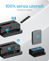 ICY BOX Docking Clone Dual Way- per SSD  M.2 NVMe e SSD/HDD SATA da 2. 5"e 3.5" a USB 3.2 Gen2- nero