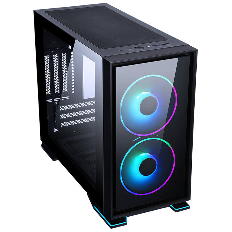 Case GALAXY 2Q - ITX Mini Tower- 2x12cm ARGB fan- 2xUSB3- 2x Front Panel- Side Glass