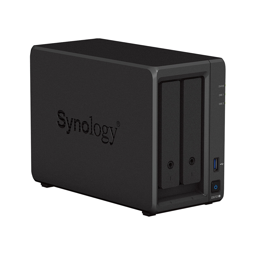 Synology NAS DS723+ 2-Bay 2.5"/3.5"/M.2 SSD/HDD- AMD Ryzen R1600 4GB D4- USB3- 2xRJ45- eSATA