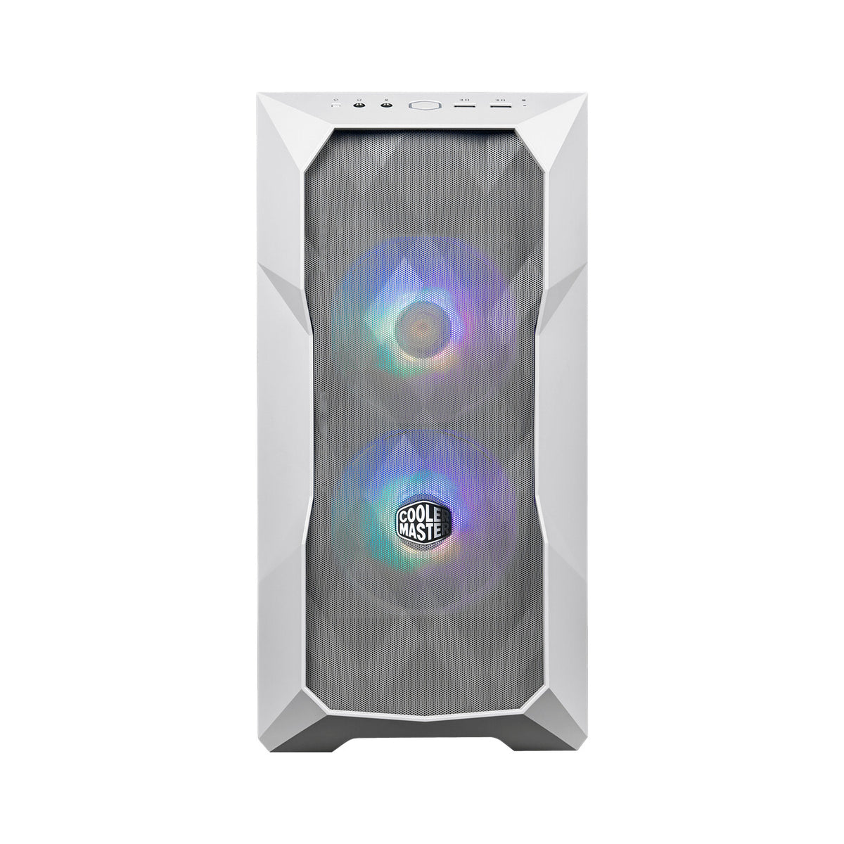 Case MasterBox TD300 Mesh White- 2USB3.2-2xCombo 2.5"/3.5"-2x2.5"-2x120mm SickleFlow PWM ARGB Front Fans-ARGB/PWM Hub-NO PSU