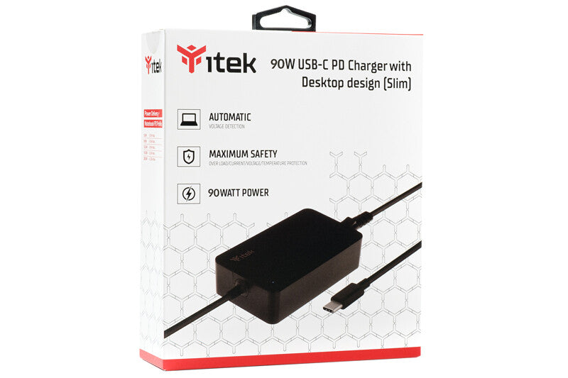 Universal Power Supply for Notebooks and USB-C- PD Devices - 90W - Slim Design