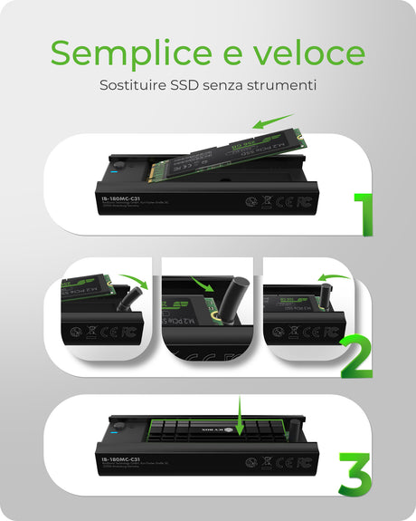 ICY BOX Docking Station for M.2 NVMe &amp; SATA SSD - Type-C Gen2 - 10 Gbps