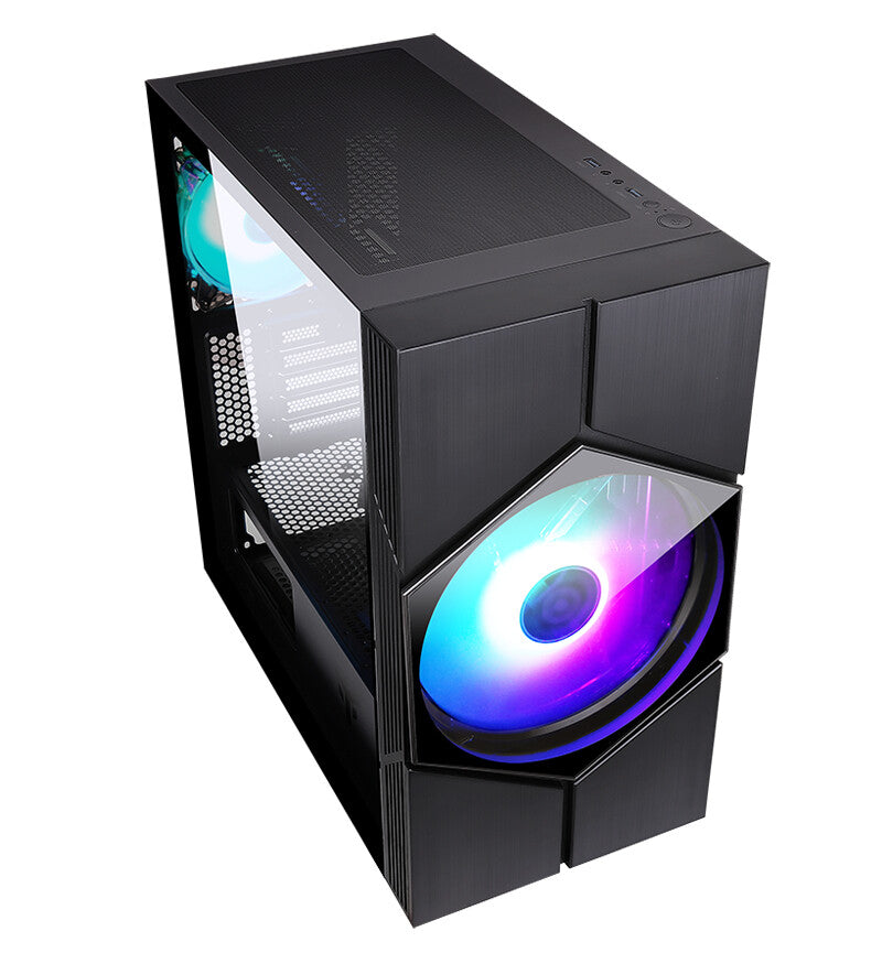 Case VORTEX - Gaming Mini Tower- mATX- 20cm & 12cm ARGB fan- 2xUSB3- Side Panel Temp Glass